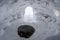 An inside view of the fire pit in the igloo, the traditional shelter of the northern peoples from the cold, made of snow