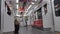 Inside view of the subway train in Nagoya, Japan