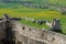 Inside the walls of Spis Castle with panorama of meadows - Spissky hrad National Cultural Monument (UNESCO) ruins of medieval