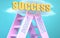 Insight ladder that leads to success high in the sky, to symbolize that Insight is a very important factor in reaching success in