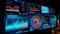 Insightful financial analysis, Perspective view of monitor screen featuring digital analytics data visualization