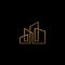 Insignia branding symbol of building architecture icon logo template for company emblem. Real estate creative line art gold on