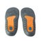 Insoles isolated on a white background. Soft foam insoles with silicone inserts bottom view