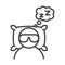 Insomnia, avatar wearing sleep mask relax linear icon style