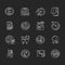 Insomnia causes chalk white icons set on black background