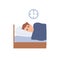 Insomnia flat isolated icon. Sleepless man person.