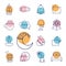Insomnia line style collection of icons vector design