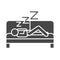 Insomnia, male sleeping in the sofa silhouette icon style