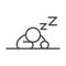 Insomnia, upside down character sleep linear icon style