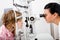 Inspect a patient in ophthalmology labor