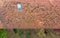 Inspection of the red tiled roof of a single-family house, inspection of the condition of the tiles on the roof of a detached hous