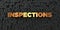 Inspections - Gold text on black background - 3D rendered royalty free stock picture