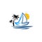 Inspiration  logo of a boat with palm