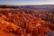 Inspiration Point during beautiful sunrise, with hoodoos - unique rock formations from sandstone made by geological erosion