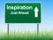 Inspiration road sign on the sky background.