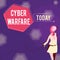 Inspiration showing sign Cyber Warfare. Concept meaning Virtual War Hackers System Attacks Digital Thief Stalker Lady