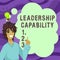 Inspiration showing sign Leadership Capability. Word Written on what a Leader can build Capacity to Lead Effectively