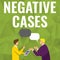 Inspiration showing sign Negative Cases. Internet Concept circumstances or conditions that are confurmed to be false Two