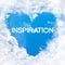 Inspiration word inside heart cloud blue sky