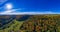 Inspirational aerial landscape, autumn forest and fields at the recreation area of the Schwaebische Alb in Baden