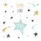 Inspirational and motivational handwritten quote. Shine like a star. Cute funny illustration with glitter, can be used for t-shirt