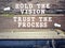 Inspirational Motivational quote "Hold the vision, trust the process" in vintage background. Stock photo.