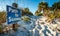 Inspirational Path to Success sign on a scenic trail through sand dunes under a clear blue sky, symbolizing goal achievement