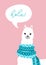 Inspirational poster with cute alpaca head and lettering. Llama hand drawn greeting card or poster design. Vector illustration
