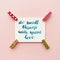 Inspirational quote do small things with great love handwritten with watercolor in calligraphy style, miniature clothespins