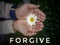 Inspirational quote - Forgive. With a beautiful white daisy flower in young woman open hands blossom background. Forgiveness word.