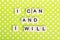 Inspirational sentence formed with game tiles