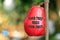 Inspirational text message on fresh red water apple fruit on tree. Good tree makes good fruit. The concept of sign on fruit.
