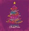 Inspirational word cloud Christmas tree greeting card design