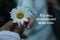 Inspirational words - You will never regret being kind. Kindness words of wisdom concept with two person holding a white flower.