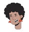 Inspired retro afro hair woman 2D linear cartoon character head