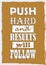 Inspiring motivation quote Push hard and results will follow Vector poster