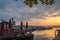 Inspiring sunrise over the water in historic Alexandria Virginia - harbor boats