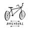 Inspiring travel typography design. Vector clipart bicycle adventure