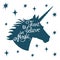 Inspiring unicorn silhouette with positive phrase lettering magic vector concept