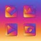 Instagram 3d icons concept square shape app mockup, signs heart, crown, video, photo in insta style