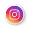 Instagram Circle Button with Multicolor Logo. Social Media Icon with Modern Design for White Background. 3D Round Template with Be