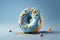 Instagram food ad, gluten free donut with blue frosting