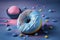 Instagram food ad, gluten free donut with blue frosting