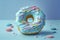 Instagram food ad, gluten free donut with blue frosting