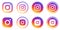 Instagram Logo - Vector Set Collection - Original Gradient Color - Isolated. Multicolor Instagram Latest Icon for Web Page, Mobile