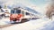 Installation Art: Manned Train Winter Watercolor Painting In Japan