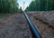 Installation Natural Gas pipeline in tranch. Crude oil pipes Installation for transporting fuel supplies to households and