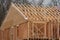 installation of rafters and walls of a plywood house