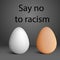 Installation of two eggs against racism in the world