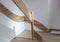 A installation of a wooden staircase in the house